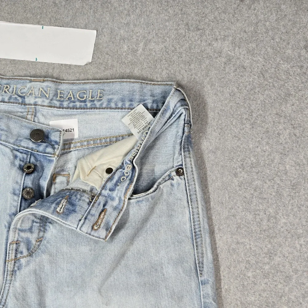 American Eagle Men Jeans 31X30 Light Blue Denim Embroidered Bootcut READ